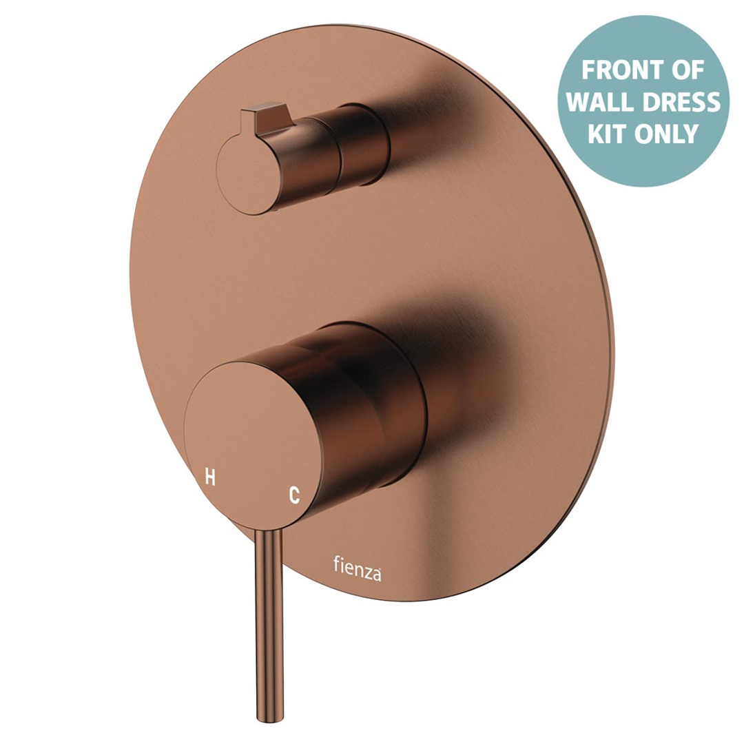 Fienza Kaya Brushed Copper Wall Diverter Mixer Dress Kit Set Large Round Plate Lf Sus304