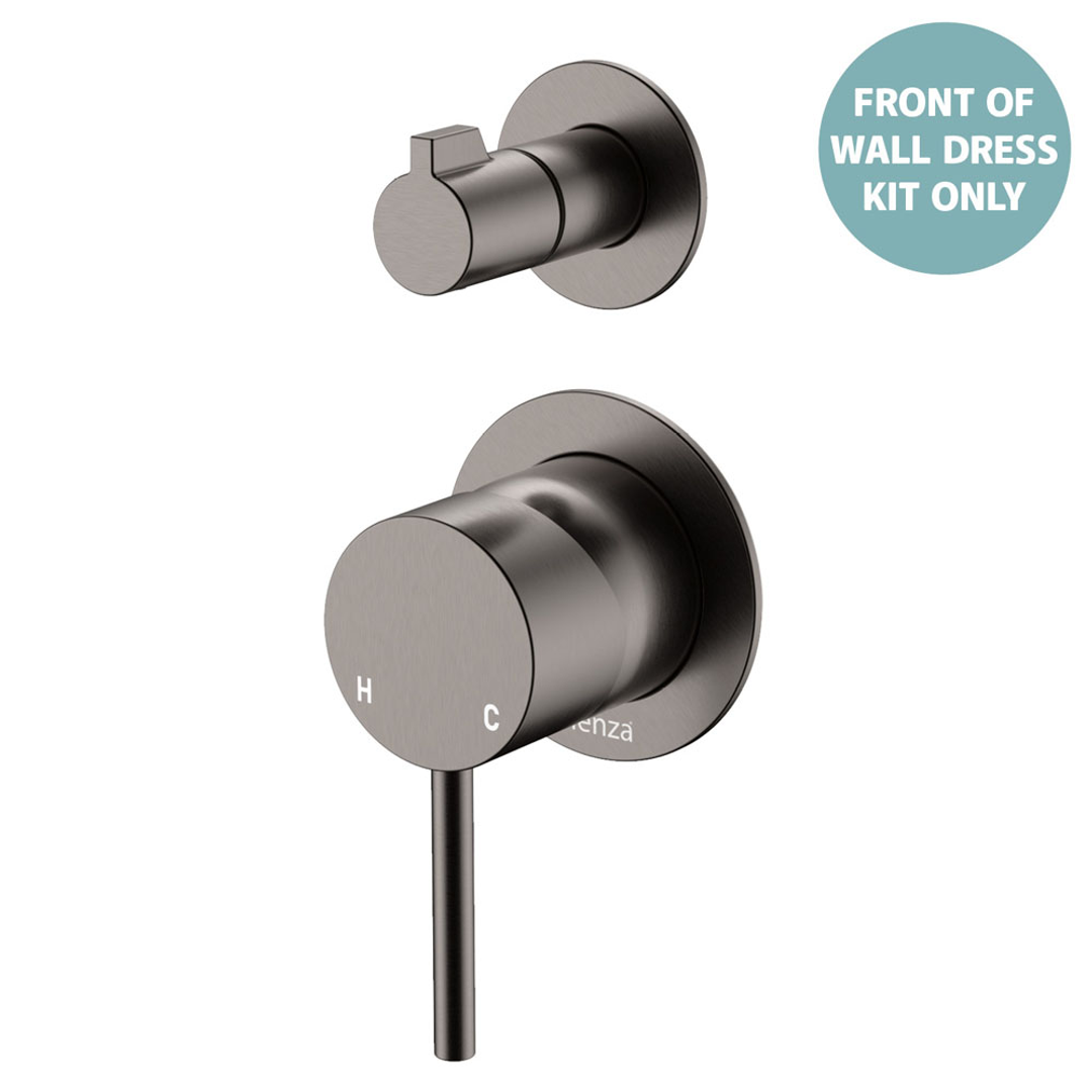 Fienza Kaya Gun Metal Wall Diverter Mixer Dress Kit Set Small Round Plates Lf Sus304