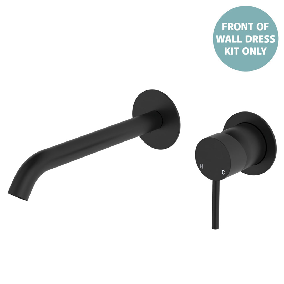 Fienza Kaya Matte Black Basin/Bath Wall Mixer Dress Kit Set Round Plates 200Mm Outlet Lf