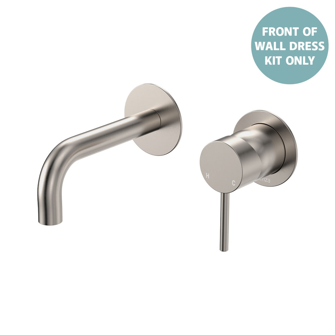 Fienza Kaya B/Nickel Basin/Bath Wall Mixer 130Mm Outlet Set Dress Kit Round Plate Sus304 Lf