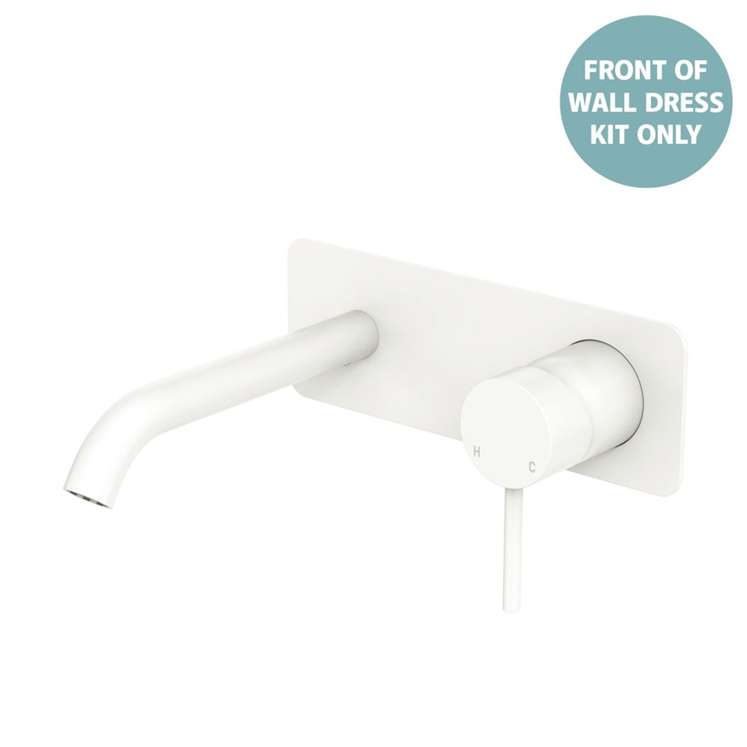 Fienza Kaya Matte White Basin/Bath Wall Mixer Dress Kit Set Rectangular Plte 160Mm Outlet Lf