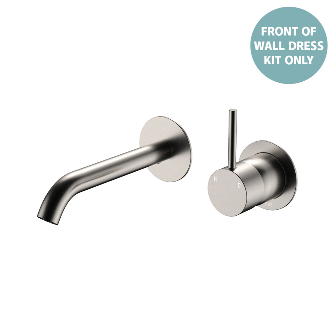 Fienza Kaya Brushed Nickel Up Basin/Bath Wall Mixer Dress Kit Set Round Plates 160Mm Outlet Lf