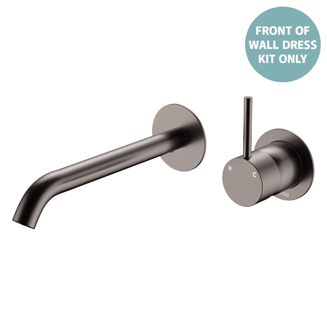 Fienza Kaya Gun Metal Up Basin/Bath Wall Mixer Dress Kit Set Round Plates 200Mm Outlet Lf
