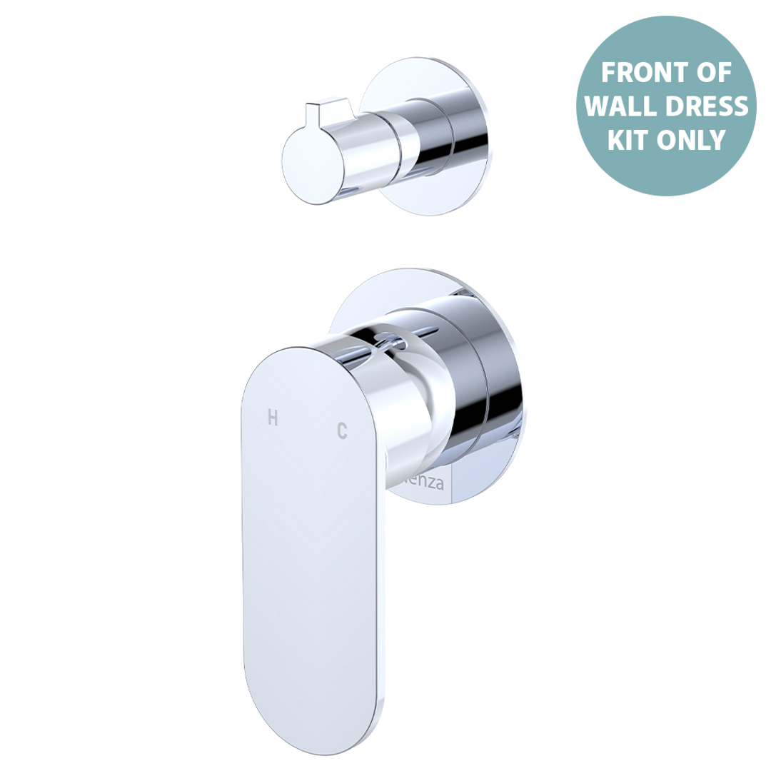 Fienza Empire Slim Wall Diverter Mixer Sm Round Plates Vertical Dress Kit Chrome Lf