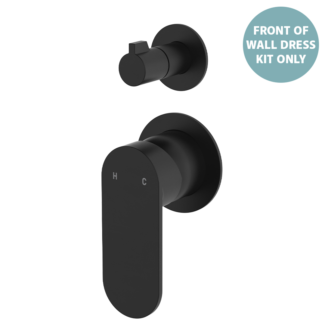 Fienza Empire Slim Wall Diverter Mixer Sm Round Plates Vertical Dress Kit Matte Black Lf