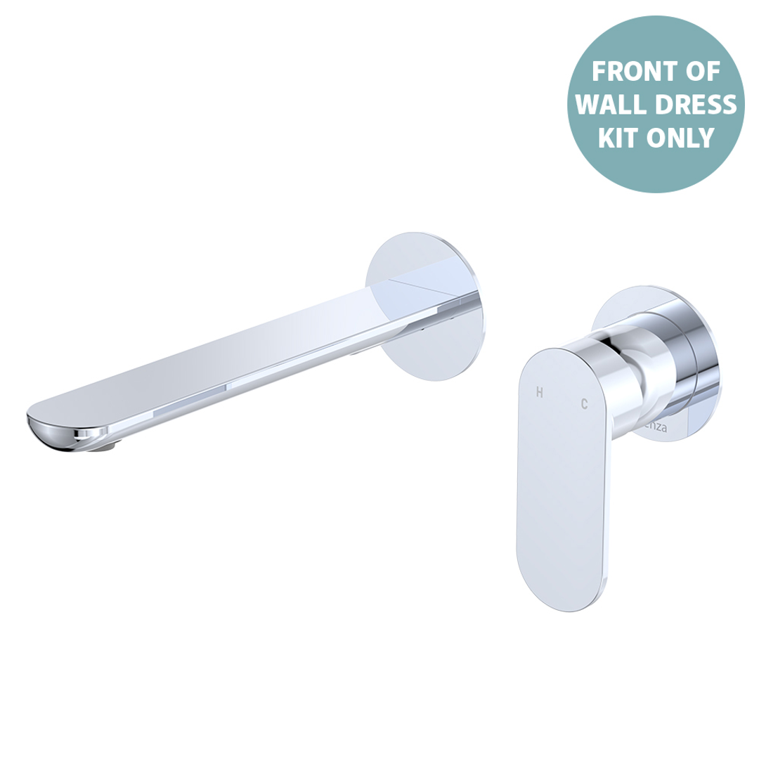 Fienza Empire Slim Basin/Bath Wall Mixer Set Round Plates 200mm Dress Kit Chrome Lf