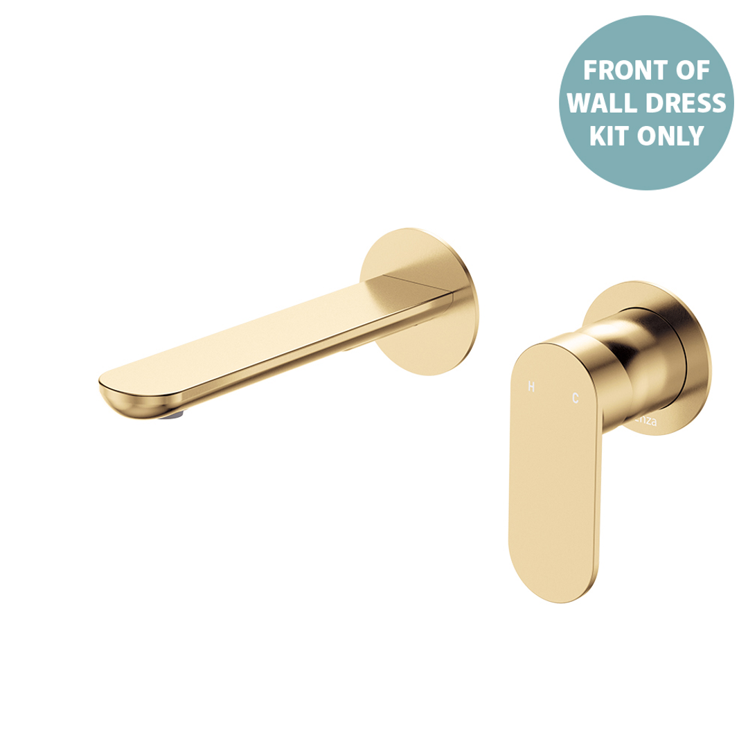 Fienza Empire Slim Basin/Bath Wall Mixer Set Round Plates 160mm Dress Kit Urban Brass Lf