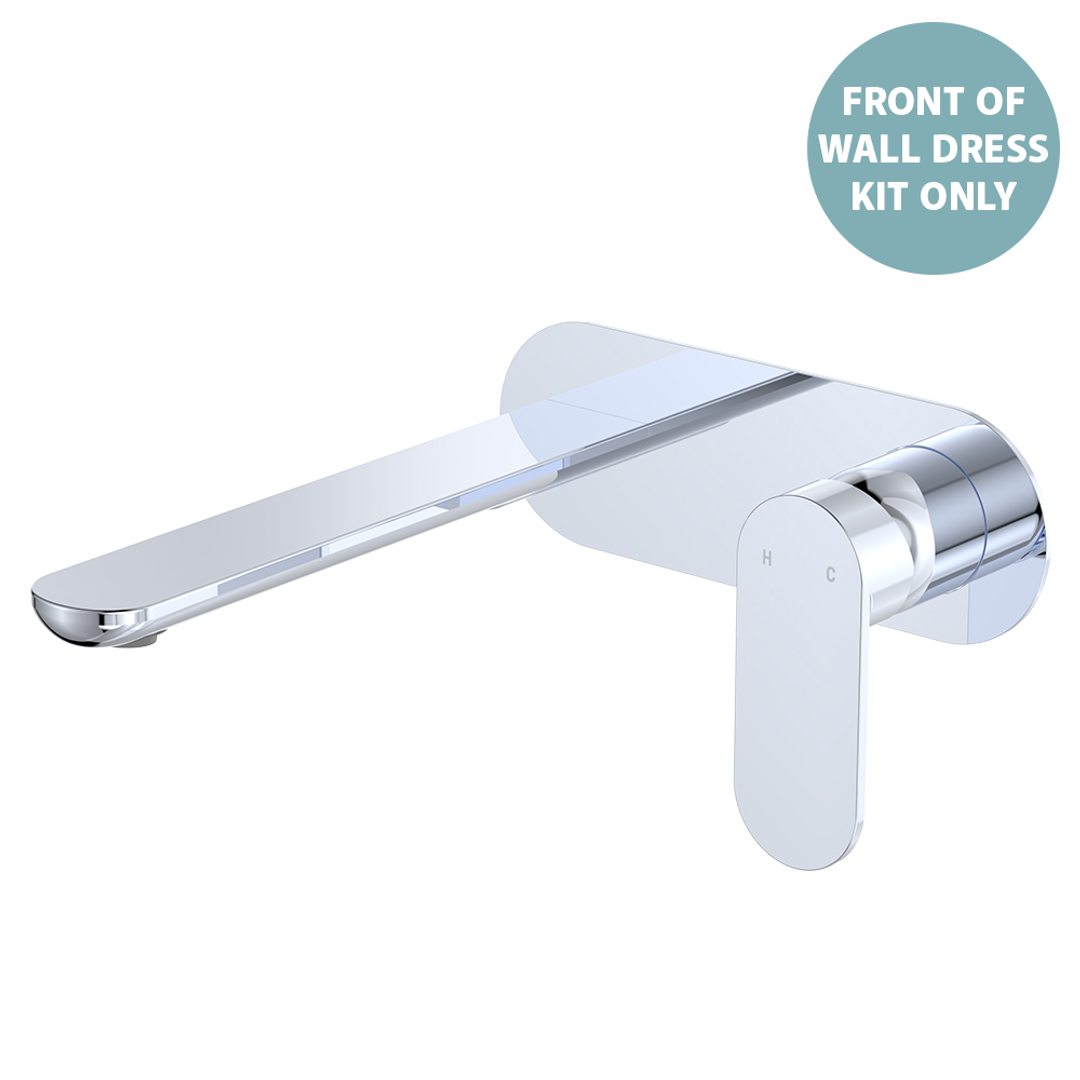Fienza Empire Slim Basin/Bath Wall Mixer Set Oval Plate 200mm Dress Kit Chrome Lf