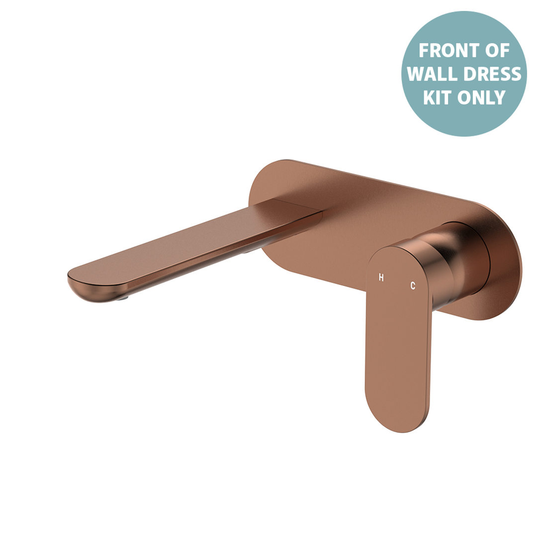 Fienza Empire Slim Basin/Bath Wall Mixer Set Oval Plate 160mm Dress Kit Brushed Copper Lf