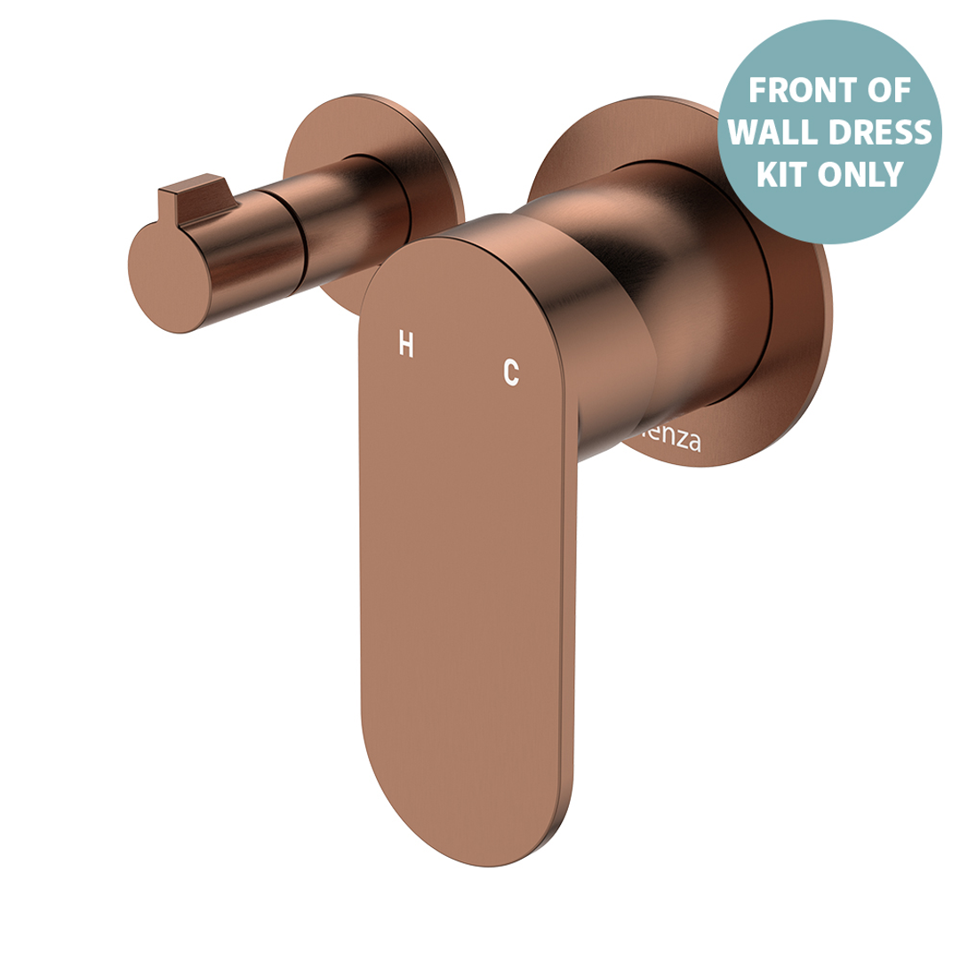 Fienza Empire Slim Wall Div Mixer Sm Round Plts Horizontal Dress Kit Brushed Copper Lf