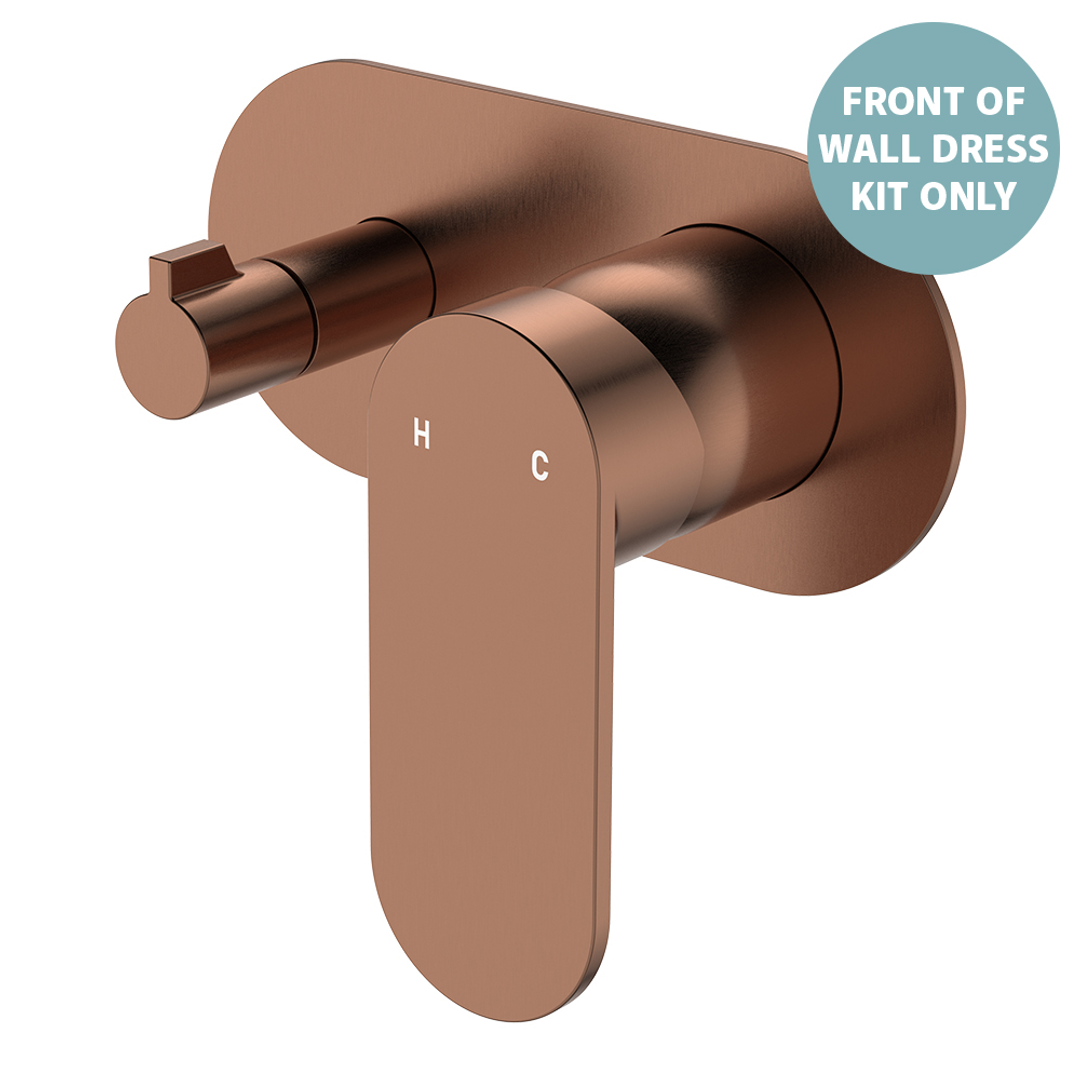 Fienza Empire Slim Wall Div Mixer Lg Oval Plate Horizontal Dress Kit Brushed Copper Lf