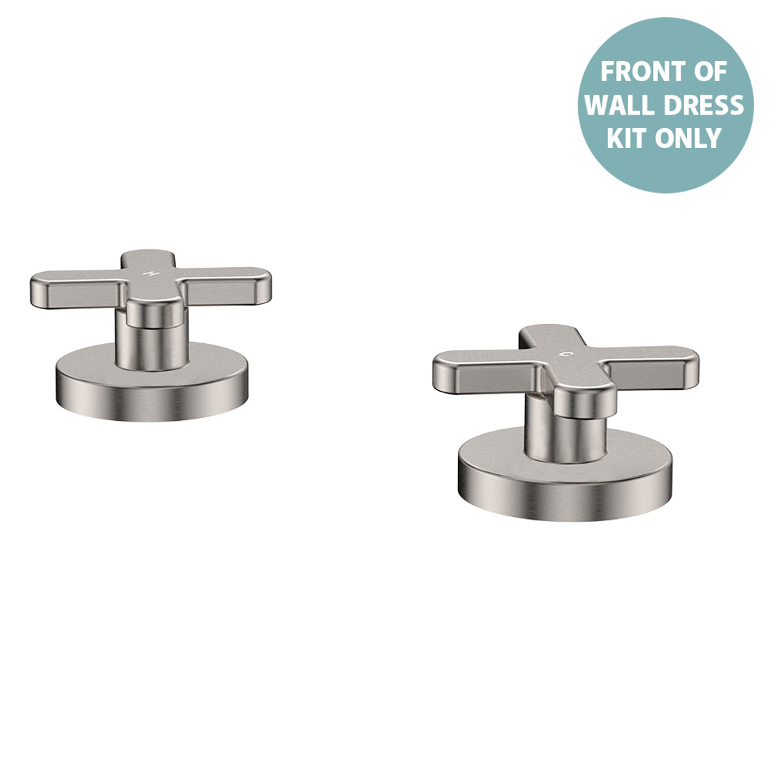 Fienza Kaya Cross Hob Taps Dress Kit Brushed Nickel Lf