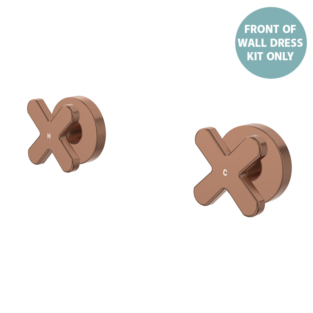 Fienza Kaya Cross Wall Taps Dress Kit Brushed Copper Lf