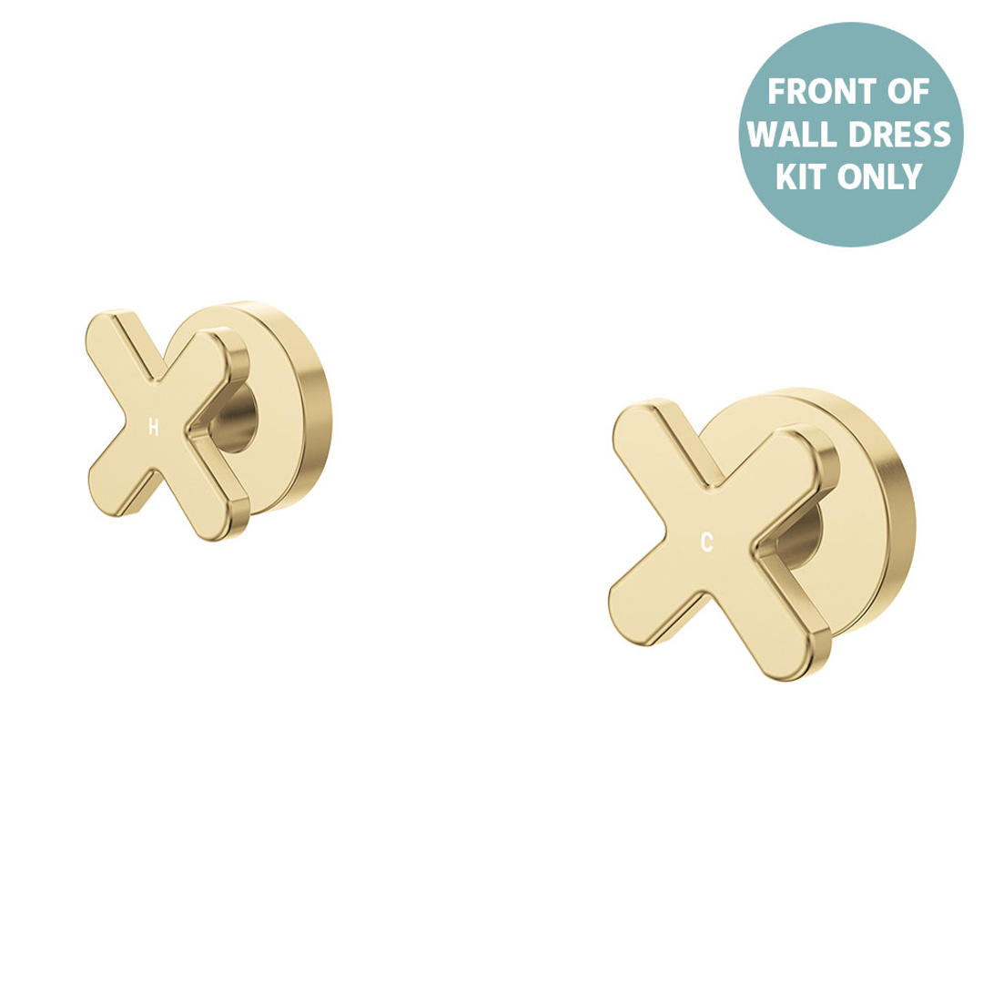 Fienza Kaya Cross Wall Taps Dress Kit Urban Brass Lf