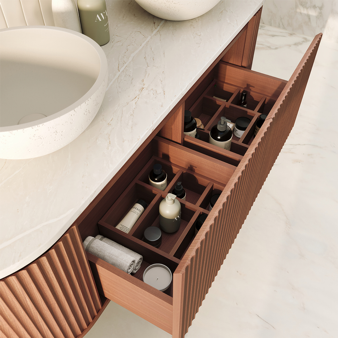 Fienza Drawer Organiser For Empire 1200/1500 Pill Cabinets Walnut Large 322X299X80mm 1Pce