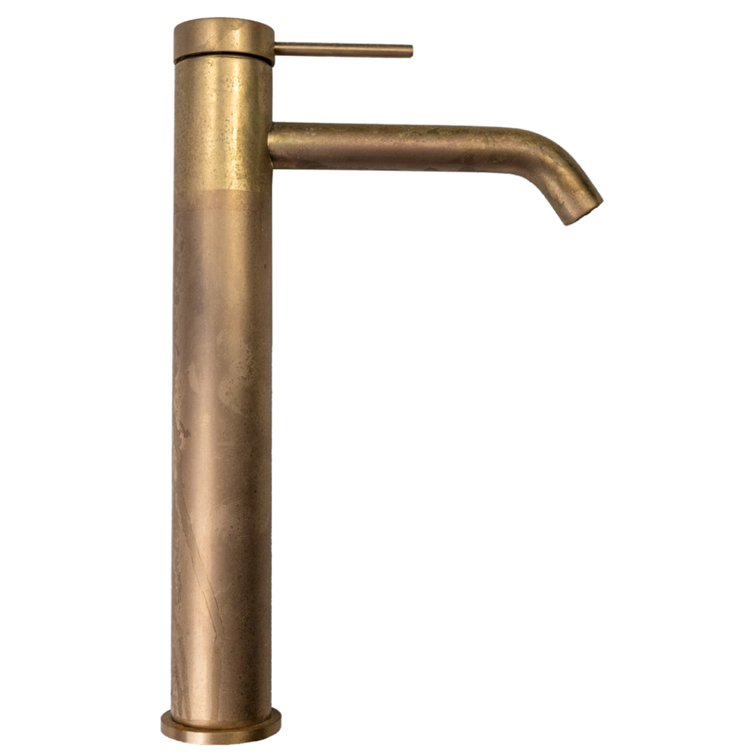 Bella Vista Lvb Mica Tall Basin Mixer Curved Spout Living Brass