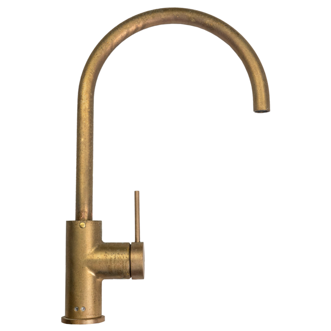 Bella Vista LVB Mica Gooseneck Sink Mixer Living Brass