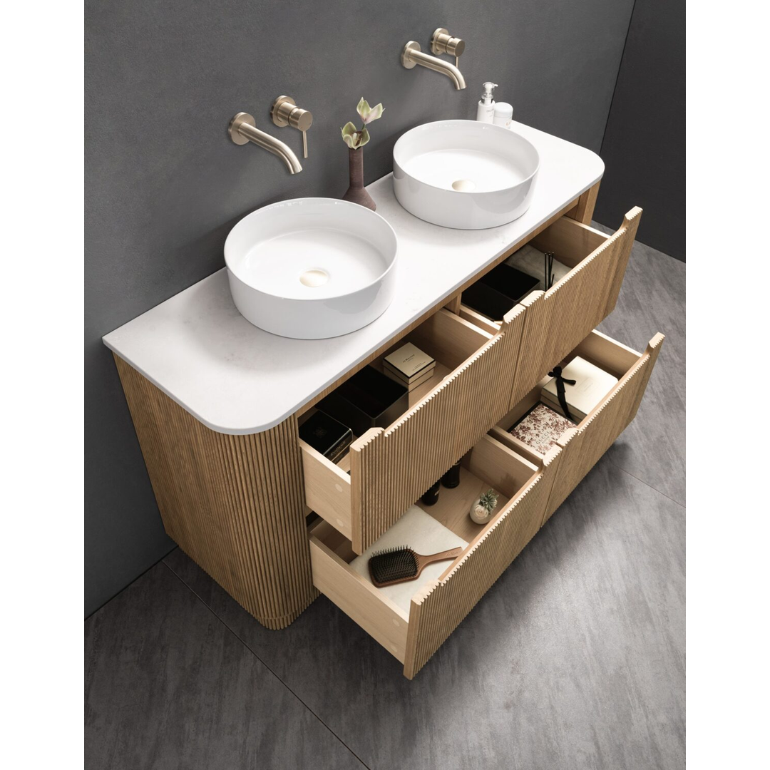 Noveen Oakmere 1500Mm Freestanding Vanity Pristine White Golden Oak