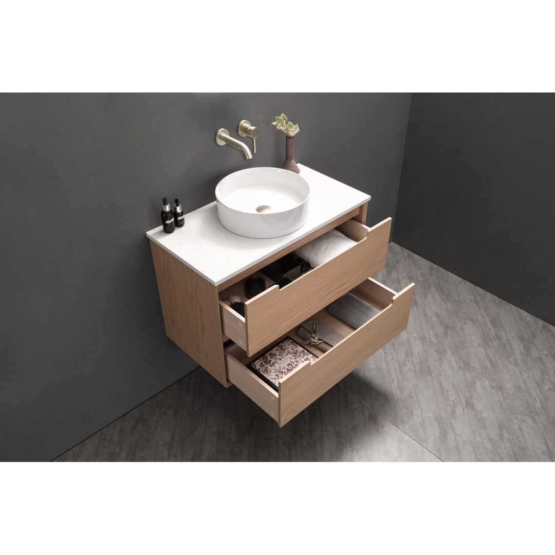 Noveen Elwood 900Mm Wall Hung Vanity Calacatta Marble Natural Sierra Oak