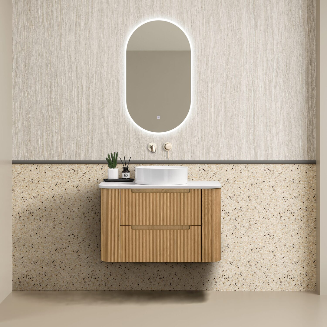 Noveen Oakmere 900Mm Wall Hung Vanity Cabinet Only Golden Oak
