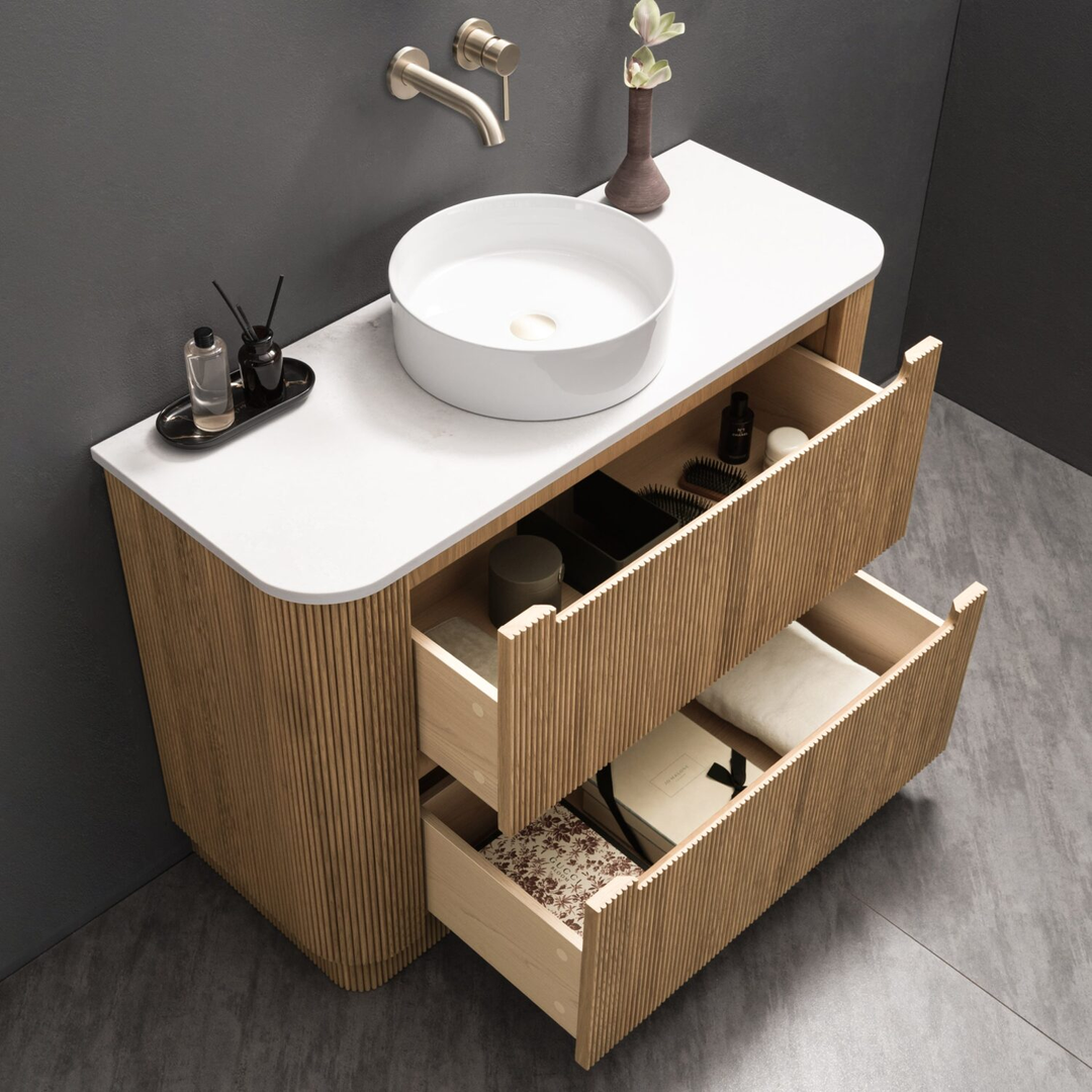 Noveen Oakmere 1200Mm Freestanding Vanity Pristine White Golden Oak