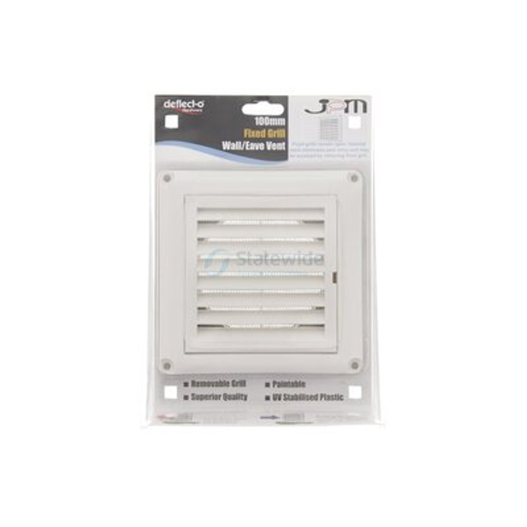 Deflect-O Vent Gravity Louvred Wall Vent Hood 4 White