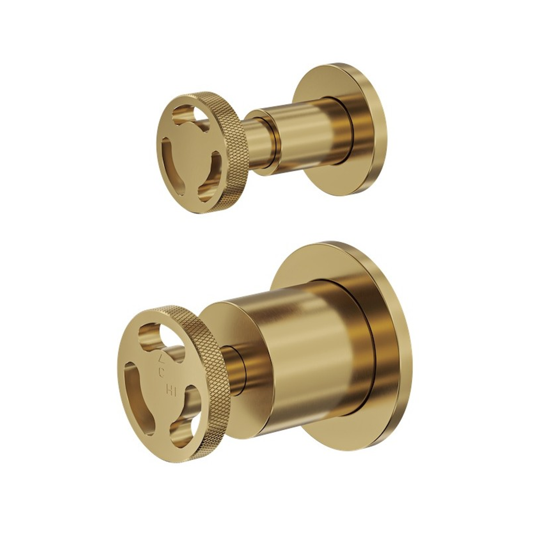 Linsol Dynamik 2-Plates Wall Mixer With Divertor - Brushed Brass