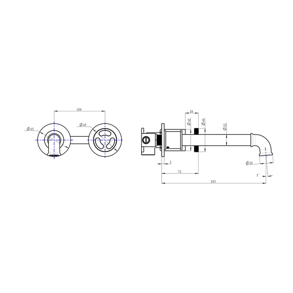 Linsol Dynamik 2-Plates Wall Basin Or Bath Mixer - Brushed Nickel