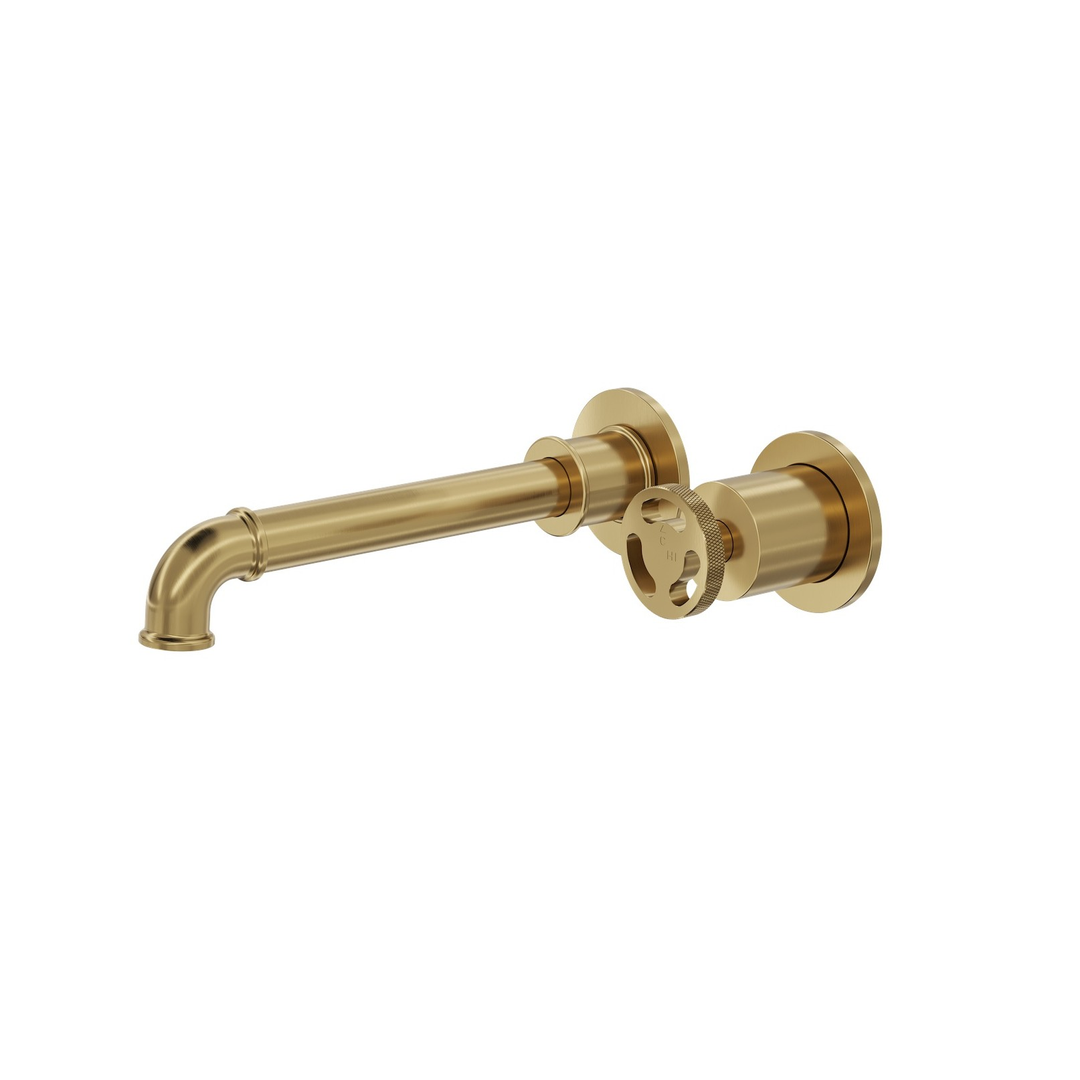 Linsol Dynamik 2-Plates Wall Basin Or Bath Mixer - Brushed Brass