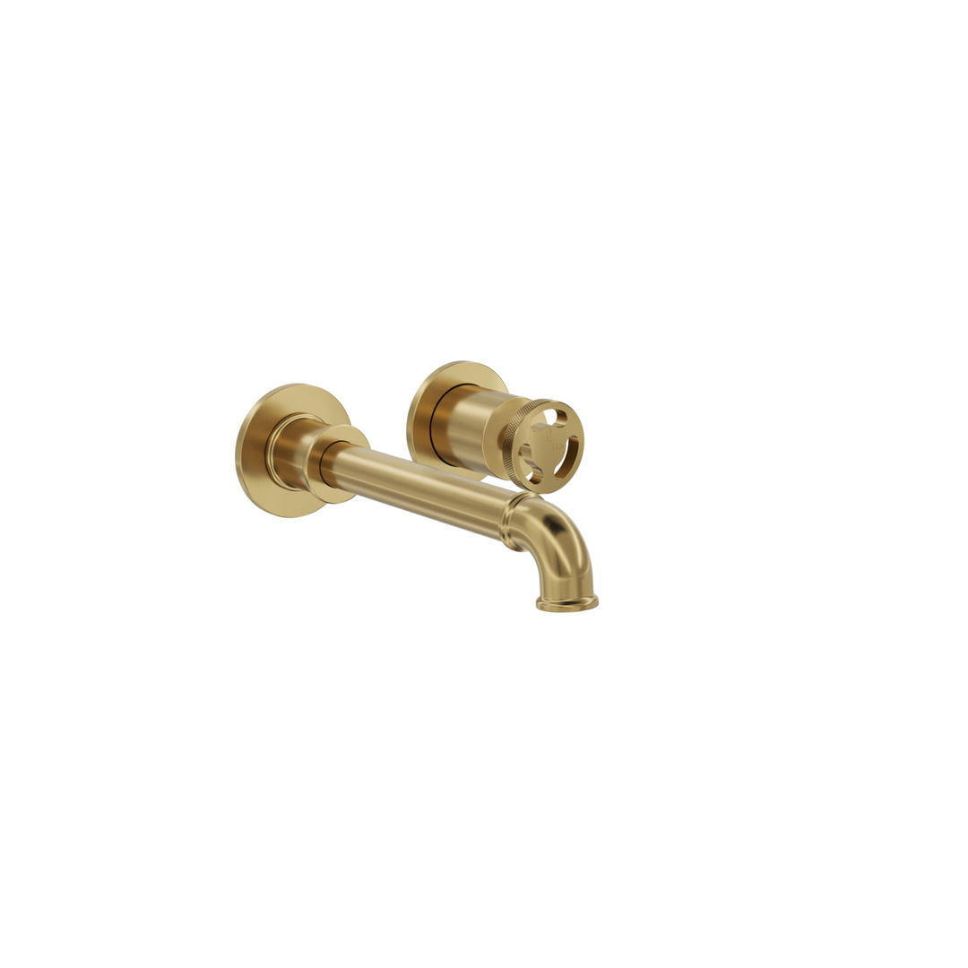Linsol Dynamik 2-Plates Wall Basin Or Bath Mixer - Brushed Brass