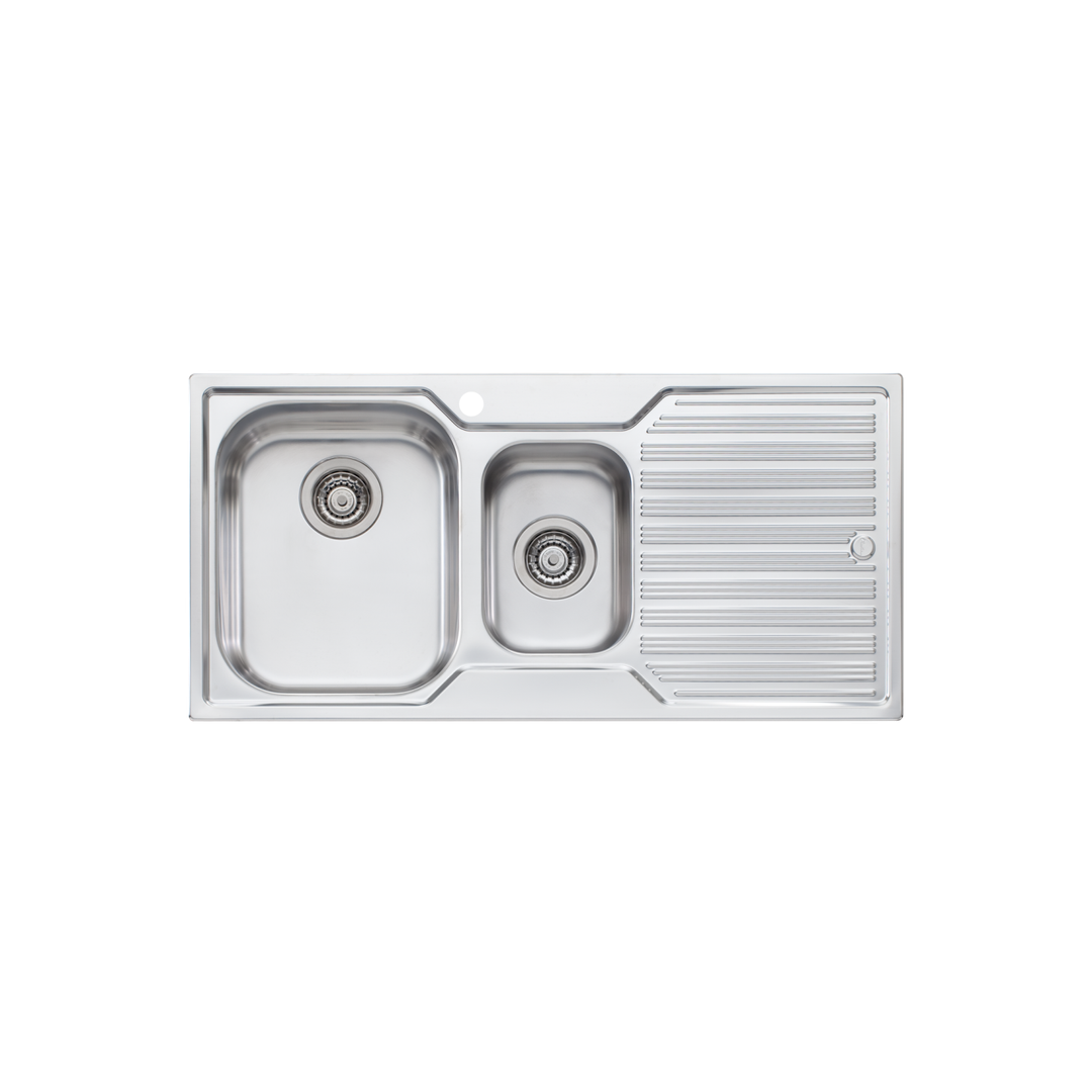 Oliveri Diaz 1 & 1/2 Bowl Topmount Sink With L/H Drainer 1 Tap Hole
