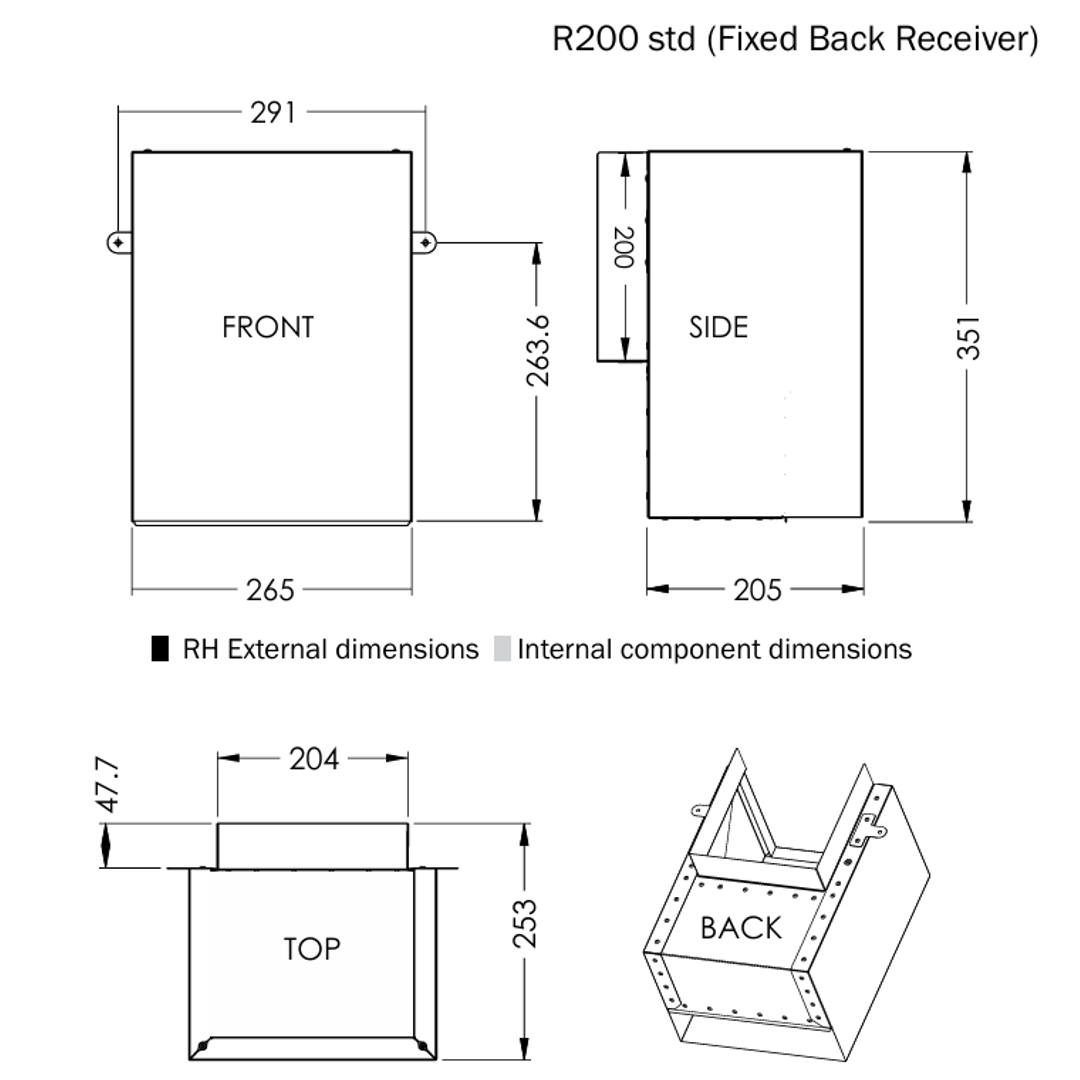 Dam Buster R-200 (201) Rainhead With Fitted Box Gutter Receiver