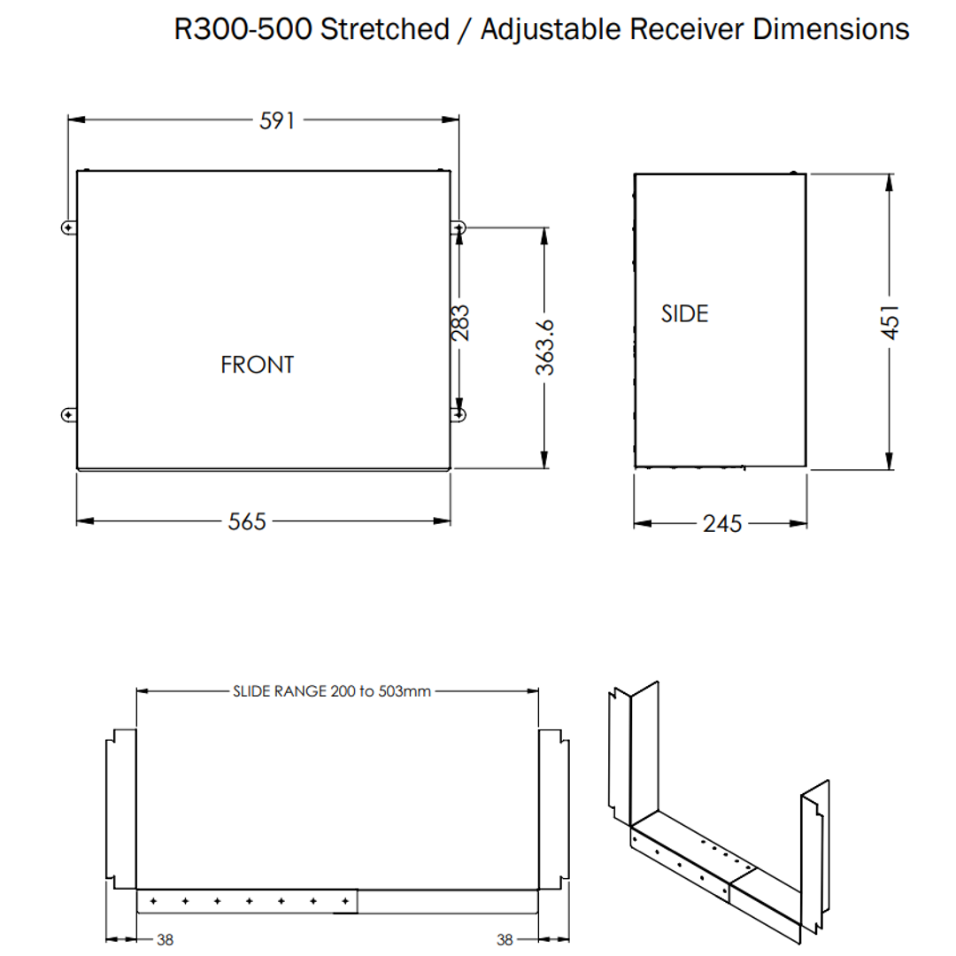 Dam Buster Stretched R300-500 Flatback Rainhead With Adjustable Receiver