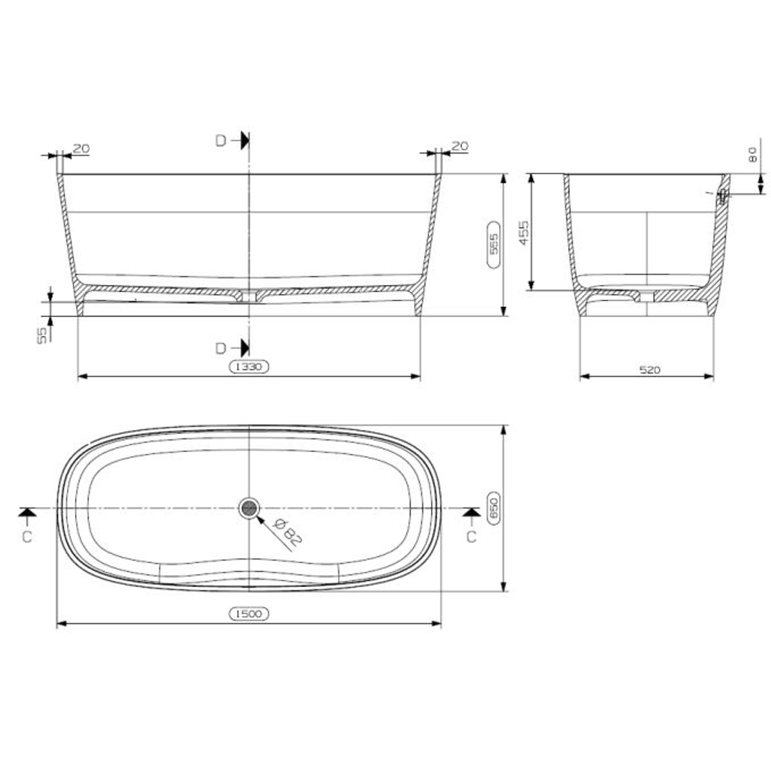 Domus Living Cassia Freestanding Bath Matte White 1500mm