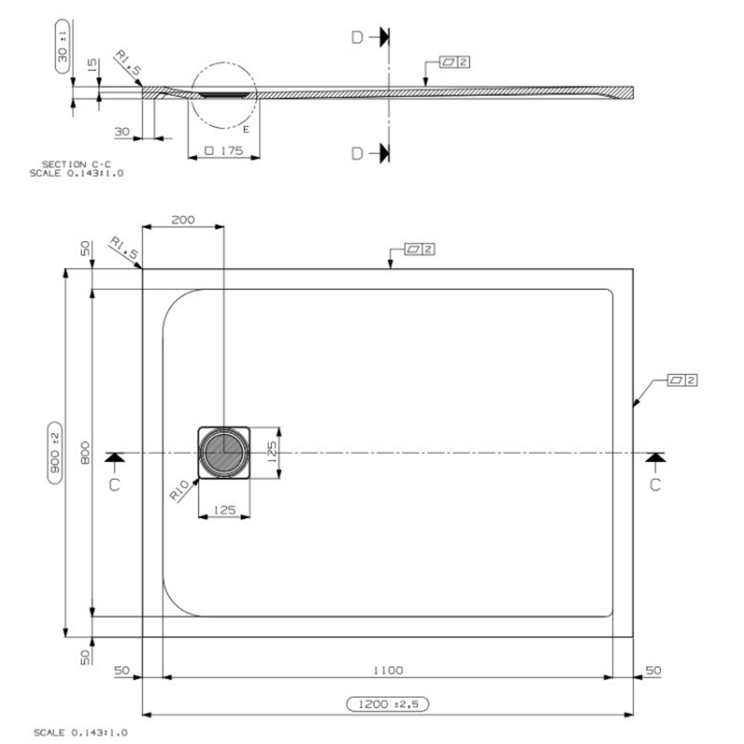 Domus Living Pietra Shower Tray 900Mm X 1200Mm Matte White