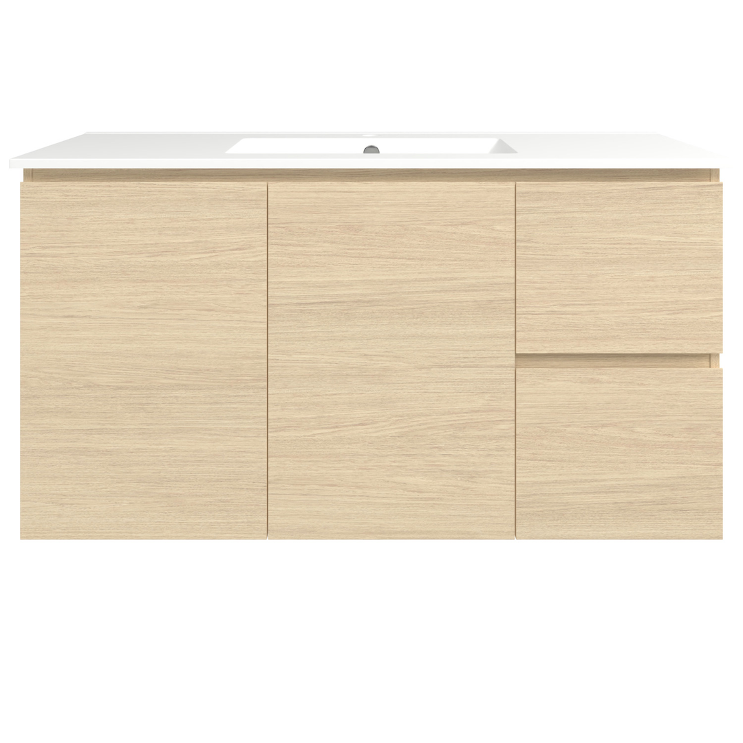 Timberline Elemental 1200Mm Fs/Wh Vanity Silk Primavera Oak Centre Bowl Alpha Top