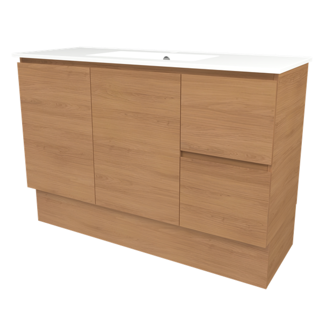 Timberline Elemental 1200Mm Floor Standing Vanity Tassie Oak Centre Bowl Alpha Top