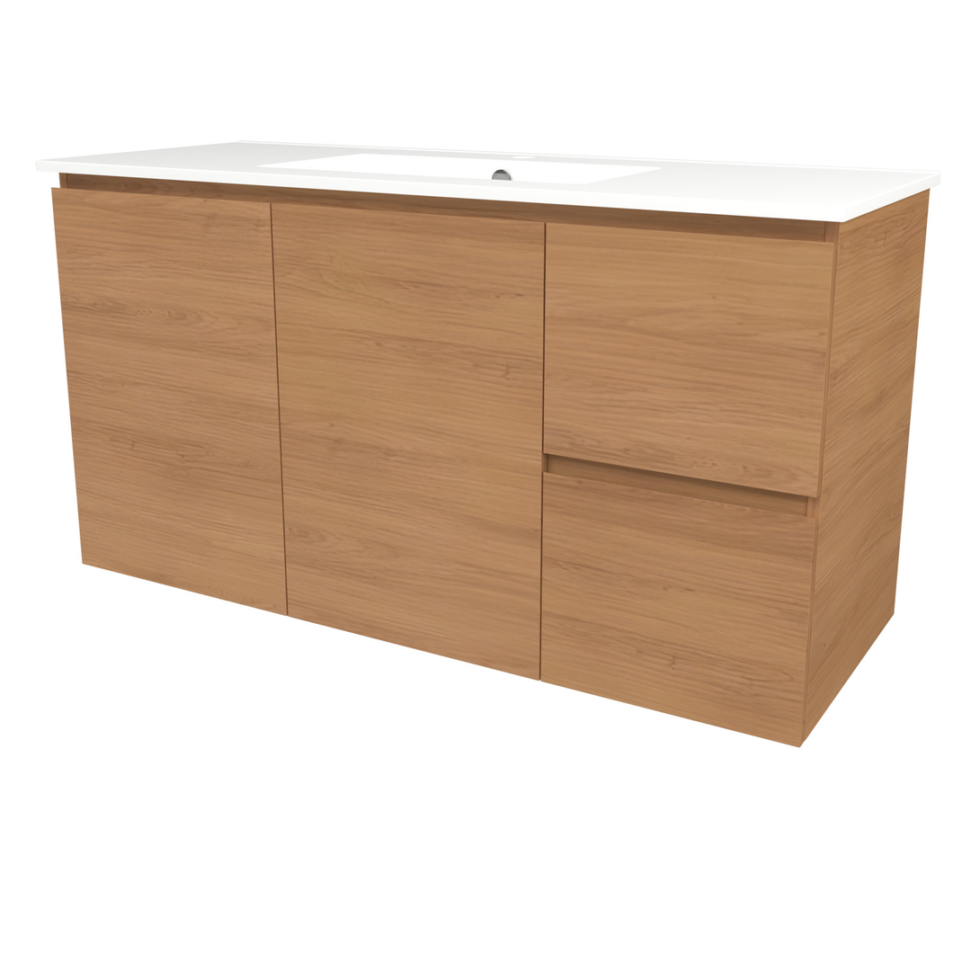 Timberline Elemental 1200Mm Fs/Wh Vanity Tassie Oak Centre Bowl Alpha Top