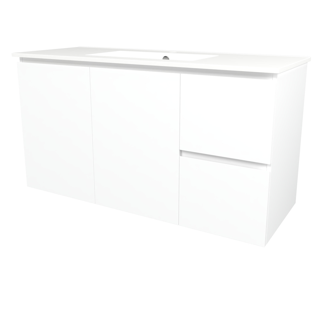 Timberline Elemental 1200Mm Fs/Wh Vanity White Ultra Matt Centre Bowl Alpha Top