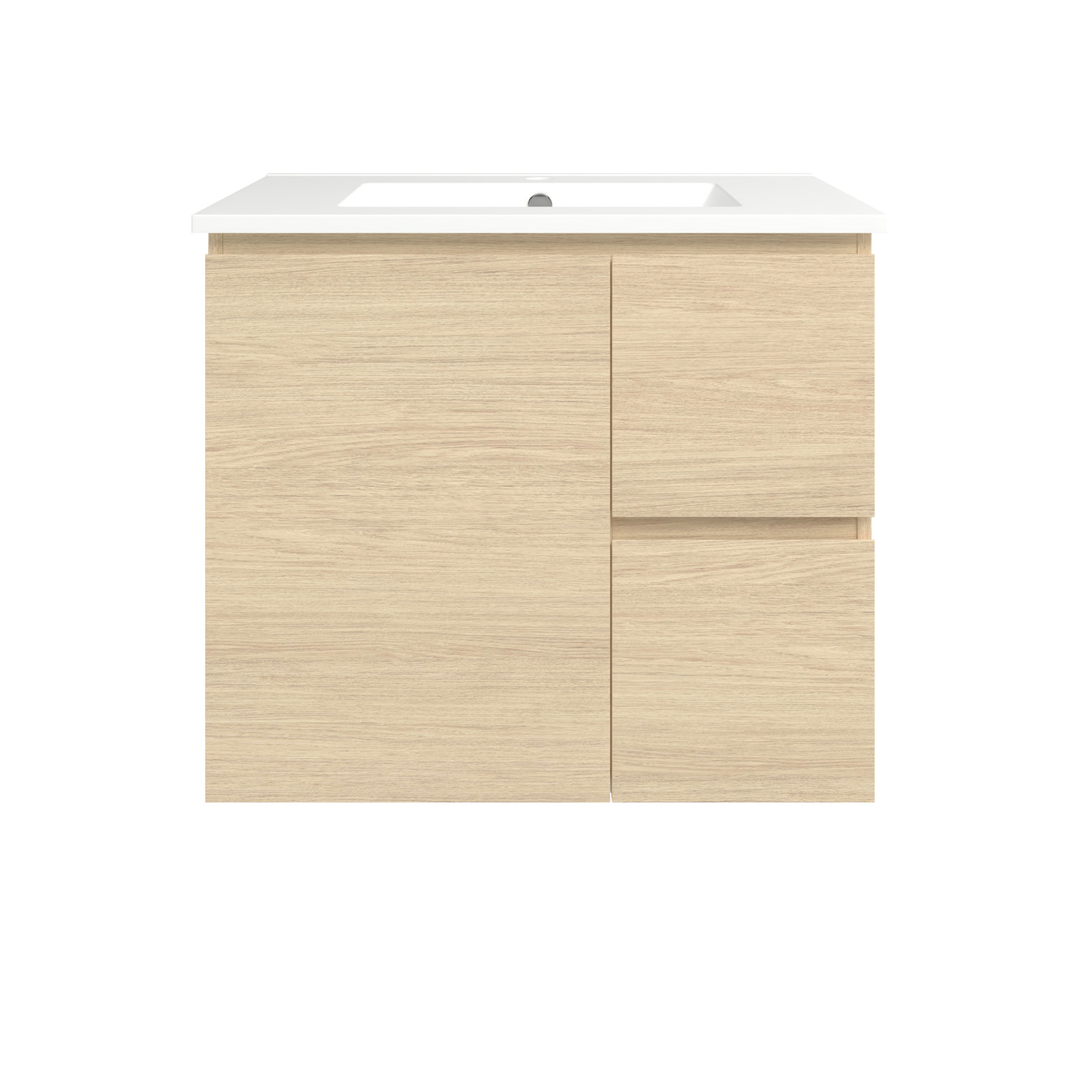Timberline Elemental 750Mm Fs/Wh Vanity Silk Primavera Oak Centre Bowl Alpha Top