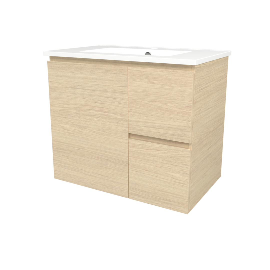 Timberline Elemental 750Mm Fs/Wh Vanity Silk Primavera Oak Centre Bowl Alpha Top