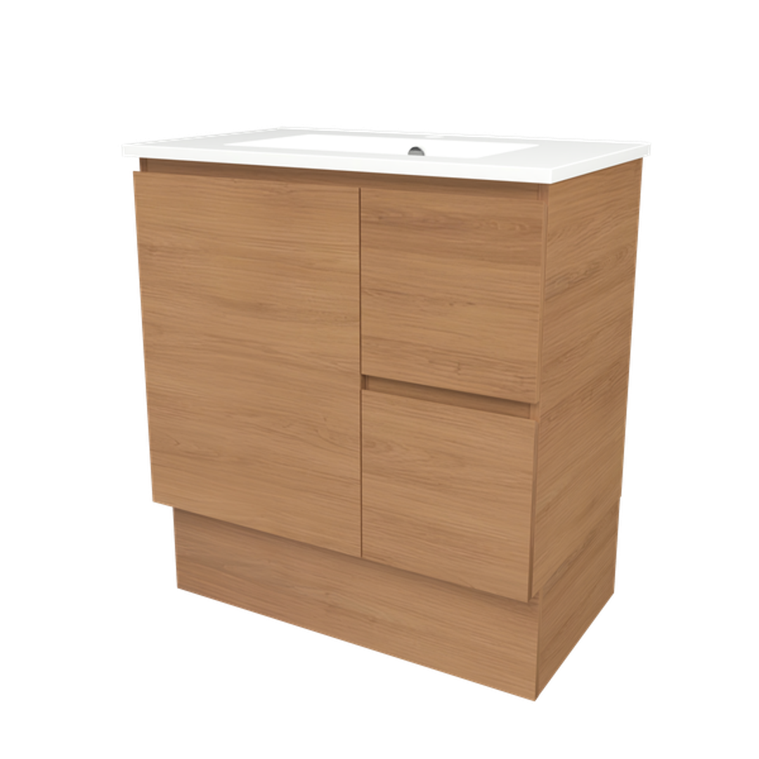 Timberline Elemental 750Mm Floor Standing Vanity Tassie Oak Centre Bowl Alpha Top