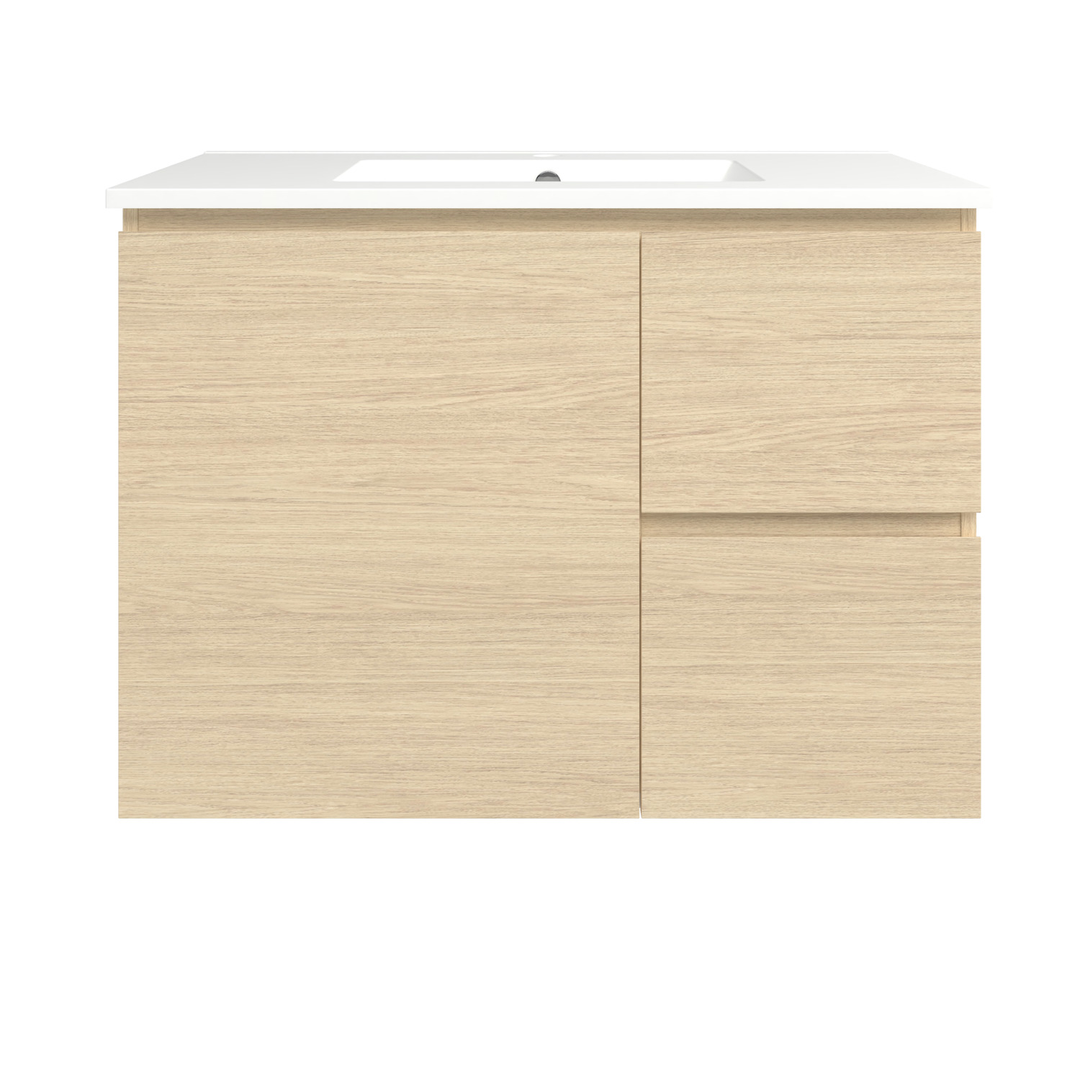 Timberline Elemental 900Mm Fs/Wh Vanity Silk Primavera Oak Centre Bowl Alpha Top