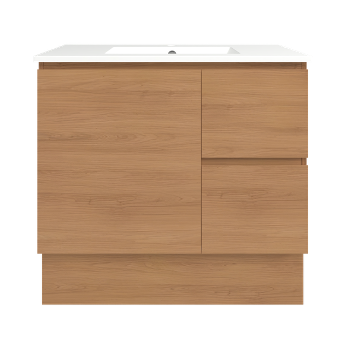 Timberline Elemental 900Mm Floor Standing Vanity Tassie Oak Centre Bowl Alpha Top