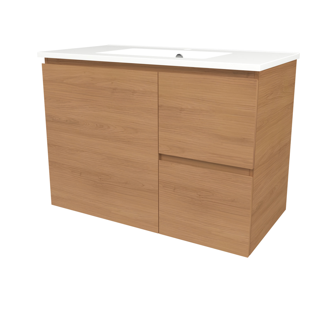 Timberline Elemental 900Mm Fs/Wh Vanity Tassie Oak Centre Bowl Alpha Top