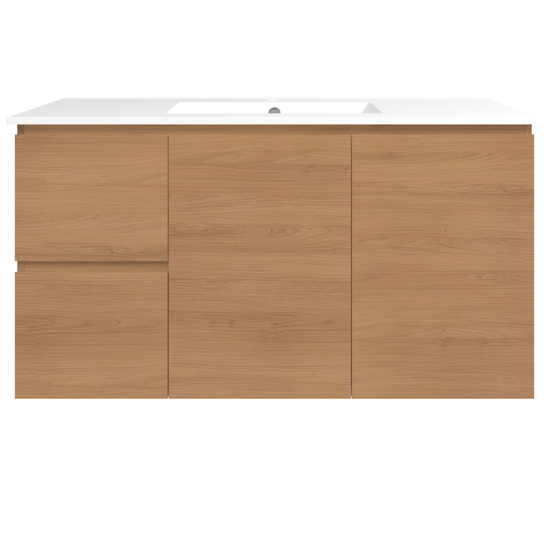 Timberline Elemental Left 1200Mm Fs/Wh Vanity Tassie Oak Centre Bowl Alpha Top