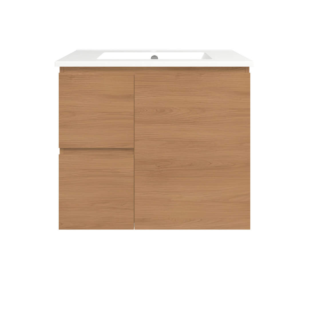 Timberline Elemental Left 750Mm Fs/Wh Vanity Tassie Oak Centre Bowl Alpha Top