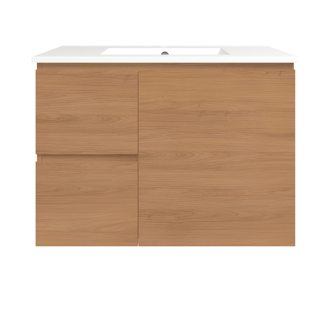 Timberline Elemental Left 900Mm Fs/Wh Vanity Tassie Oak Centre Bowl Alpha Top