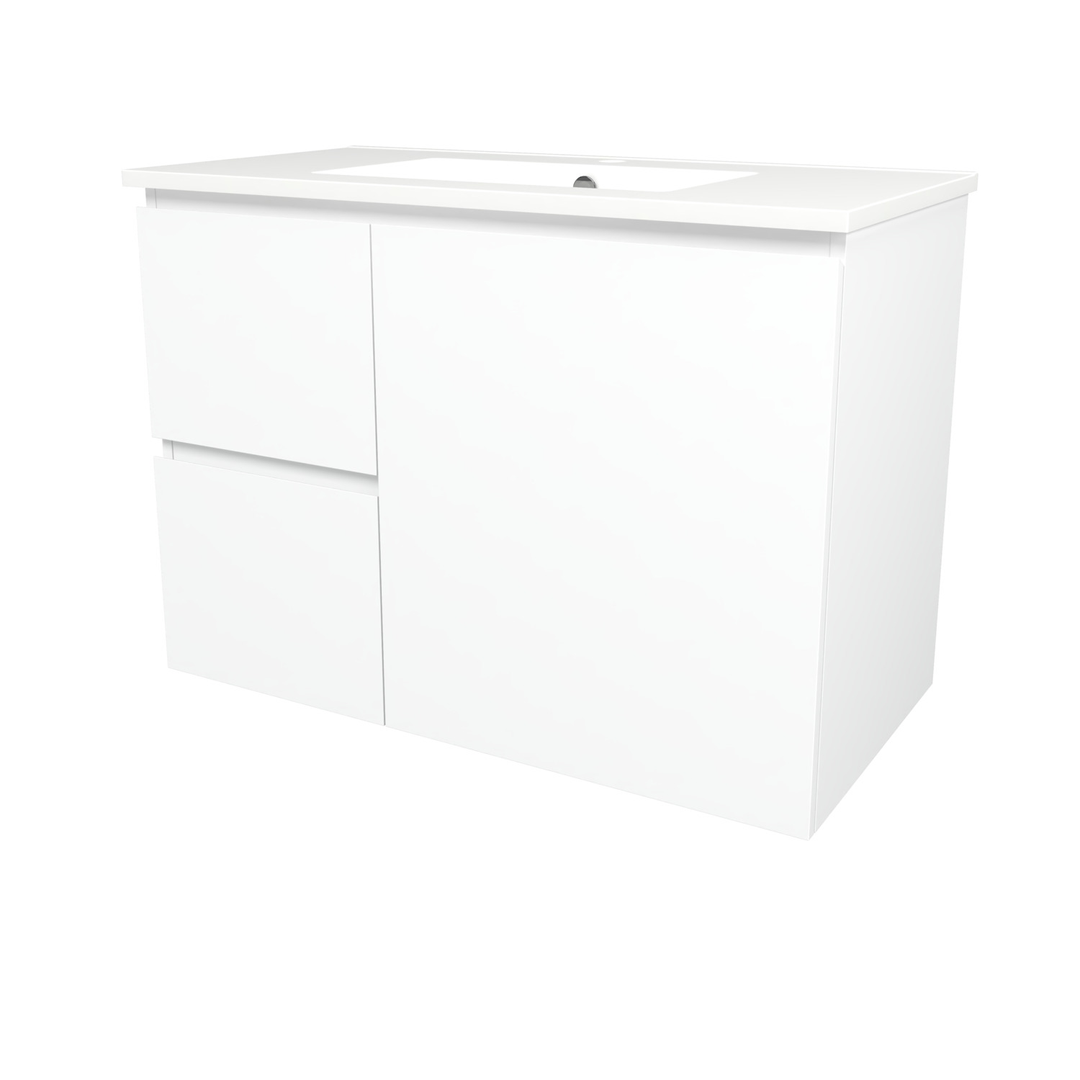 Timberline Elemental Left 900Mm Fs/Wh Vanity White Ultra Matt Centre Bowl Alpha Top