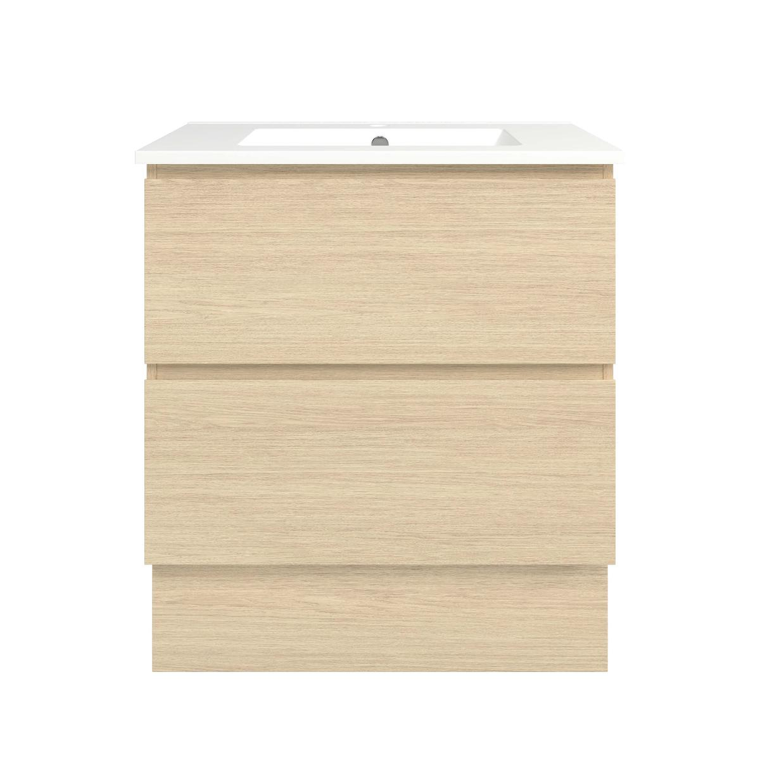 Timberline Elemental Plus 750Mm Floor Standing Vanity Silk Primavera Oak Centre Bowl Alpha Top